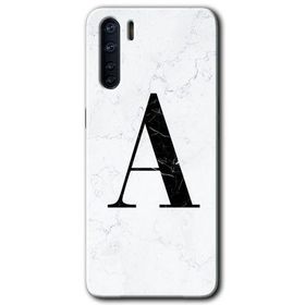 Oppo A91 Beyaz Mermer Desenli A Harfi Baskılı Uyumlu Silikon Kılıf