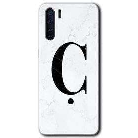 Oppo A91 Beyaz Mermer Desenli Ç Harfi Baskılı Uyumlu Silikon Kılıf