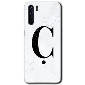 Oppo A91 Beyaz Mermer Desenli Ç Harfi Baskılı Uyumlu Silikon Kılıf