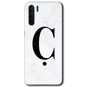 Oppo A91 Beyaz Mermer Desenli Ç Harfi Baskılı Uyumlu Silikon Kılıf
