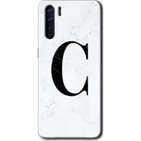 Oppo A91 Beyaz Mermer Desenli Ç Harfi Baskılı Uyumlu Silikon Kılıf