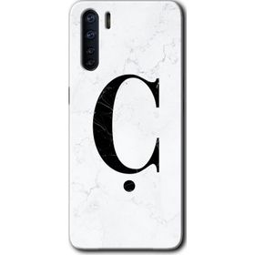 Oppo A91 Beyaz Mermer Desenli Ç Harfi Baskılı Uyumlu Silikon Kılıf