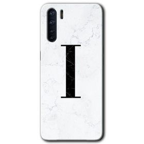 Oppo A91 Beyaz Mermer Desenli İ Harfi Baskılı Uyumlu Silikon Kılıf