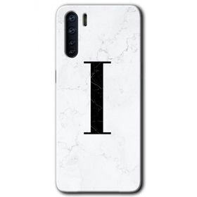 Oppo A91 Beyaz Mermer Desenli İ Harfi Baskılı Uyumlu Silikon Kılıf