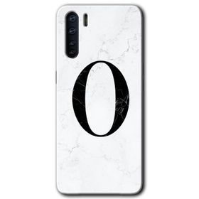 Oppo A91 Beyaz Mermer Desenli M Harfi Baskılı Uyumlu Silikon Kılıf