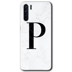 Oppo A91 Beyaz Mermer Desenli M Harfi Baskılı Uyumlu Silikon Kılıf
