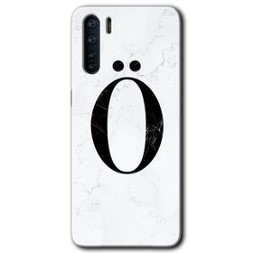 Oppo A91 Beyaz Mermer Desenli M Harfi Baskılı Uyumlu Silikon Kılıf