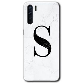 Oppo A91 Beyaz Mermer Desenli M Harfi Baskılı Uyumlu Silikon Kılıf