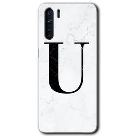 Oppo A91 Beyaz Mermer Desenli M Harfi Baskılı Uyumlu Silikon Kılıf