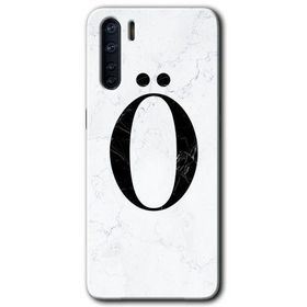 Oppo A91 Beyaz Mermer Desenli Ö Harfi Baskılı Uyumlu Silikon Kılıf