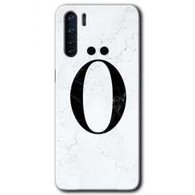 Oppo A91 Beyaz Mermer Desenli Ö Harfi Baskılı Uyumlu Silikon Kılıf