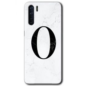 Oppo A91 Beyaz Mermer Desenli Ö Harfi Baskılı Uyumlu Silikon Kılıf