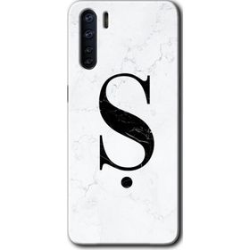 Oppo A91 Beyaz Mermer Desenli Ş Harfi Baskılı Uyumlu Silikon Kılıf