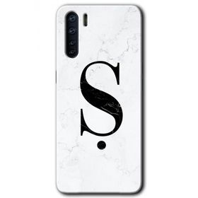 Oppo A91 Beyaz Mermer Desenli Ş Harfi Baskılı Uyumlu Silikon Kılıf