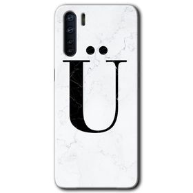 Oppo A91 Beyaz Mermer Desenli Ü Harfi Baskılı Uyumlu Silikon Kılıf