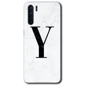 Oppo A91 Beyaz Mermer Desenli Ü Harfi Baskılı Uyumlu Silikon Kılıf