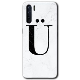 Oppo A91 Beyaz Mermer Desenli Ü Harfi Baskılı Uyumlu Silikon Kılıf