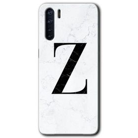 Oppo A91 Beyaz Mermer Desenli Z Harfi Baskılı Uyumlu Silikon Kılıf