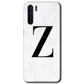 Oppo A91 Beyaz Mermer Desenli Z Harfi Baskılı Uyumlu Silikon Kılıf