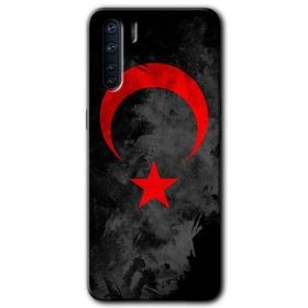 Oppo A91 Black Ayyıldız Baskılı Uyumlu Silikon Kılıf