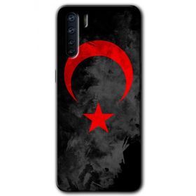 Oppo A91 Black Ayyıldız Baskılı Uyumlu Silikon Kılıf