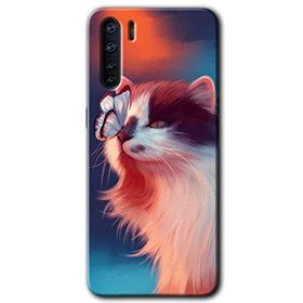 Oppo A91 Cat Butterfly Baskılı Uyumlu Silikon Kılıf