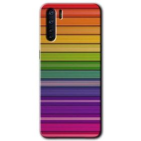 Oppo A91 Colorful Lines Baskılı Uyumlu Silikon Kılıf