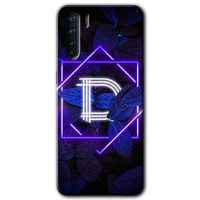 Oppo A91 Dark Neon Yaprak D Harfi Baskılı Uyumlu Silikon Kılıf
