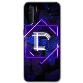 Oppo A91 Dark Neon Yaprak D Harfi Baskılı Uyumlu Silikon Kılıf