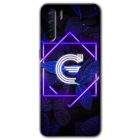 Oppo A91 Dark Neon Yaprak G Harfi Baskılı Uyumlu Silikon Kılıf