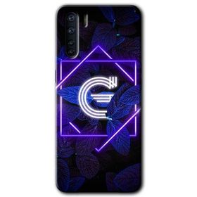 Oppo A91 Dark Neon Yaprak G Harfi Baskılı Uyumlu Silikon Kılıf