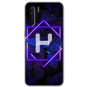Oppo A91 Dark Neon Yaprak H Harfi Baskılı Uyumlu Silikon Kılıf