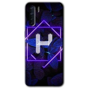 Oppo A91 Dark Neon Yaprak H Harfi Baskılı Uyumlu Silikon Kılıf