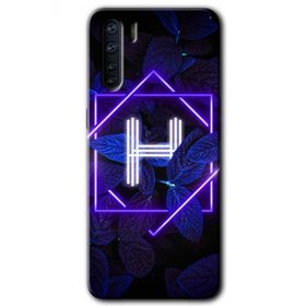 Oppo A91 Dark Neon Yaprak H Harfi Baskılı Uyumlu Silikon Kılıf