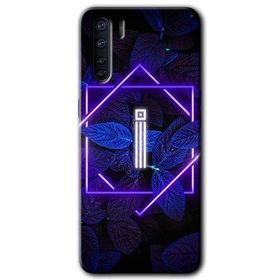 Oppo A91 Dark Neon Yaprak I Harfi Baskılı Uyumlu Silikon Kılıf