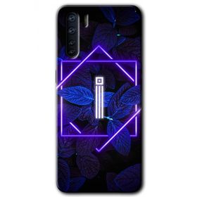 Oppo A91 Dark Neon Yaprak I Harfi Baskılı Uyumlu Silikon Kılıf
