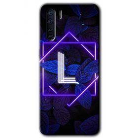 Oppo A91 Dark Neon Yaprak L Harfi Baskılı Uyumlu Silikon Kılıf