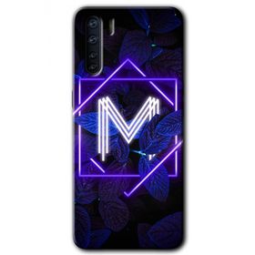 Oppo A91 Dark Neon Yaprak M Harfi Baskılı Uyumlu Silikon Kılıf