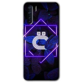 Oppo A91 Dark Neon Yaprak Ö Harfi Baskılı Uyumlu Silikon Kılıf