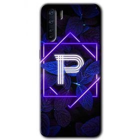 Oppo A91 Dark Neon Yaprak P Harfi Baskılı Uyumlu Silikon Kılıf