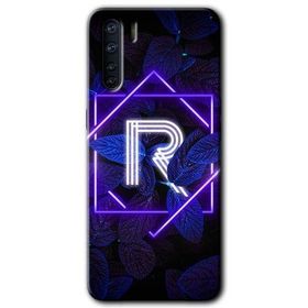 Oppo A91 Dark Neon Yaprak R Harfi Baskılı Uyumlu Silikon Kılıf