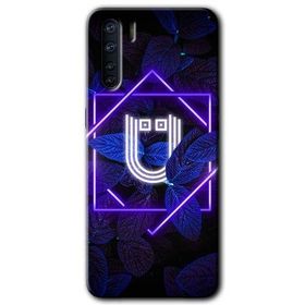 Oppo A91 Dark Neon Yaprak U Harfi Baskılı Uyumlu Silikon Kılıf