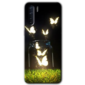 Oppo A91 Işıklı Kelebekler Baskılı Uyumlu Silikon Kılıf