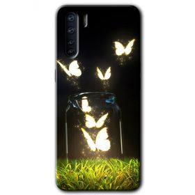 Oppo A91 Işıklı Kelebekler Baskılı Uyumlu Silikon Kılıf