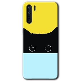 Oppo A91 Kara Kedi Baskılı Uyumlu Silikon Kılıf