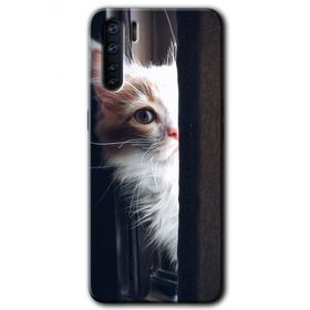 Oppo A91 Kedi Bakışı Baskılı Uyumlu Silikon Kılıf