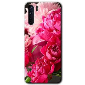 Oppo A91 Kırmızı Beyaz Gül Baskılı Uyumlu Silikon Kılıf