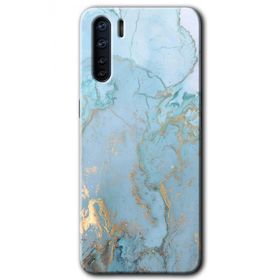 Oppo A91 Mavi Gold Mermer Baskılı Uyumlu Silikon Kılıf