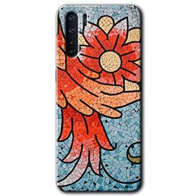 Oppo A91 Mozaik Çiçek Baskılı Uyumlu Silikon Kılıf