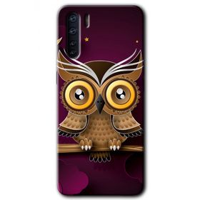 Oppo A91 Owl Bird Branch Baskılı Uyumlu Silikon Kılıf
